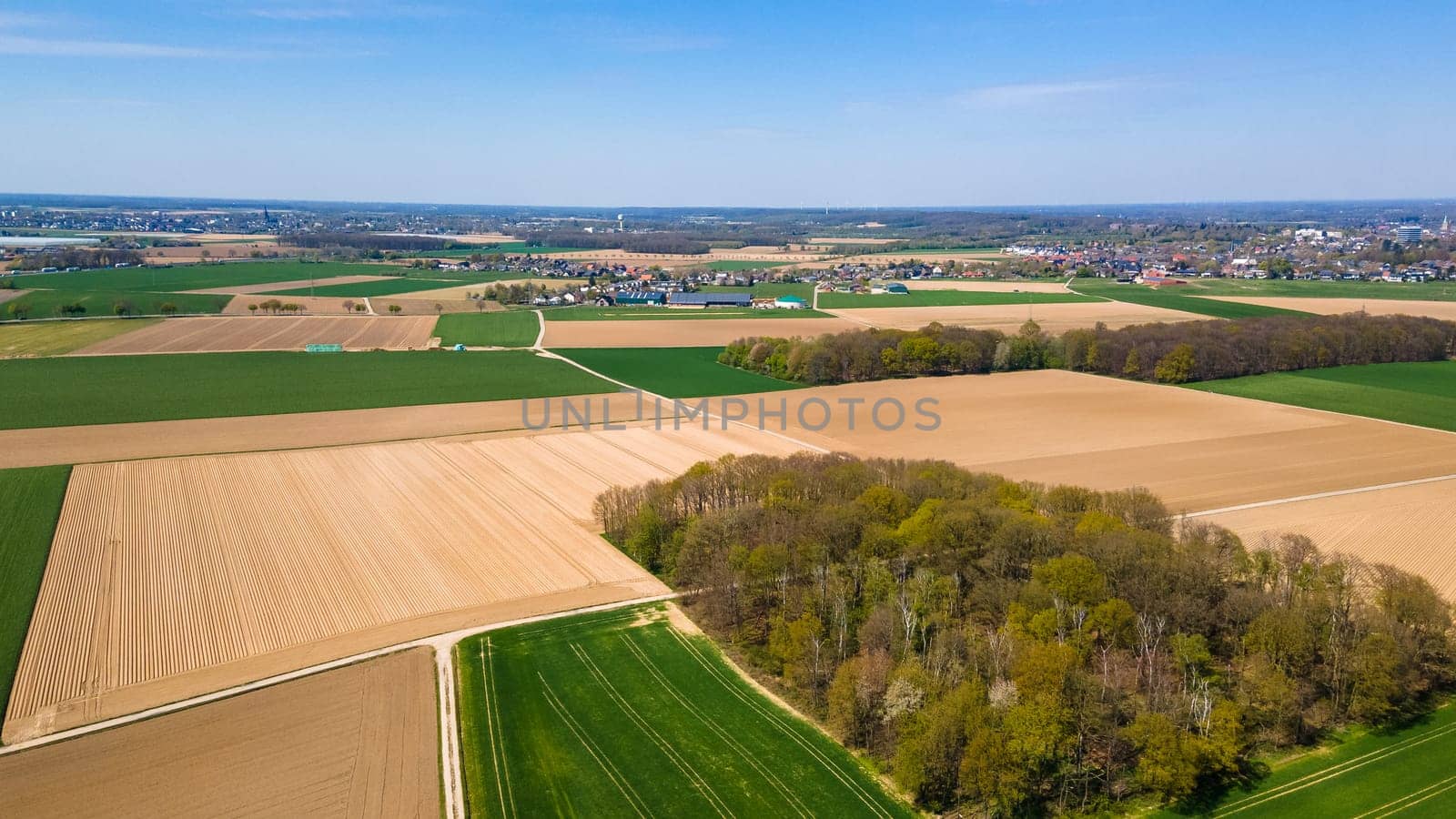 Aerial view of agricultural fields. Fields from above