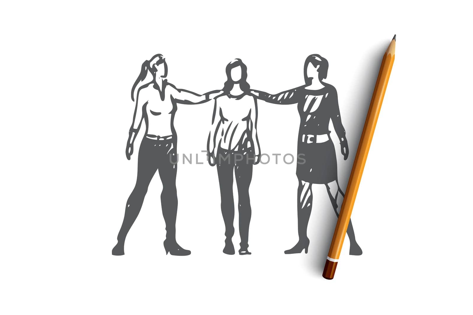 Communication, people, discussion, talk, conversation concept. Hand drawn people communicate in real life concept sketch. Isolated vector illustration.