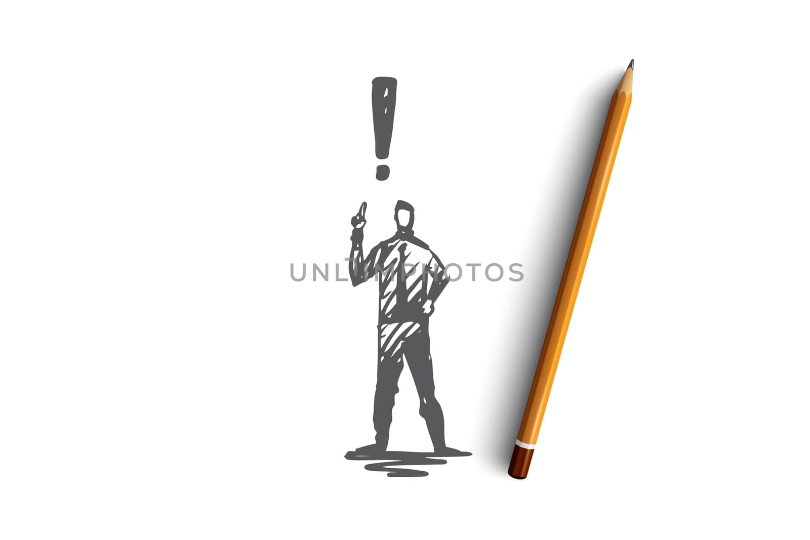 Confidence, success, man, leadership, strong concept. Hand drawn self-confident businessman concept sketch. Isolated vector illustration.