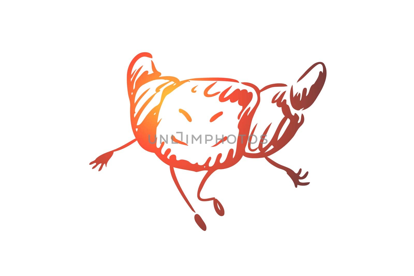 Croissant, breakfast, food, bakery, pastry concept. Hand drawn funny croissant with face concept sketch. Isolated vector illustration.