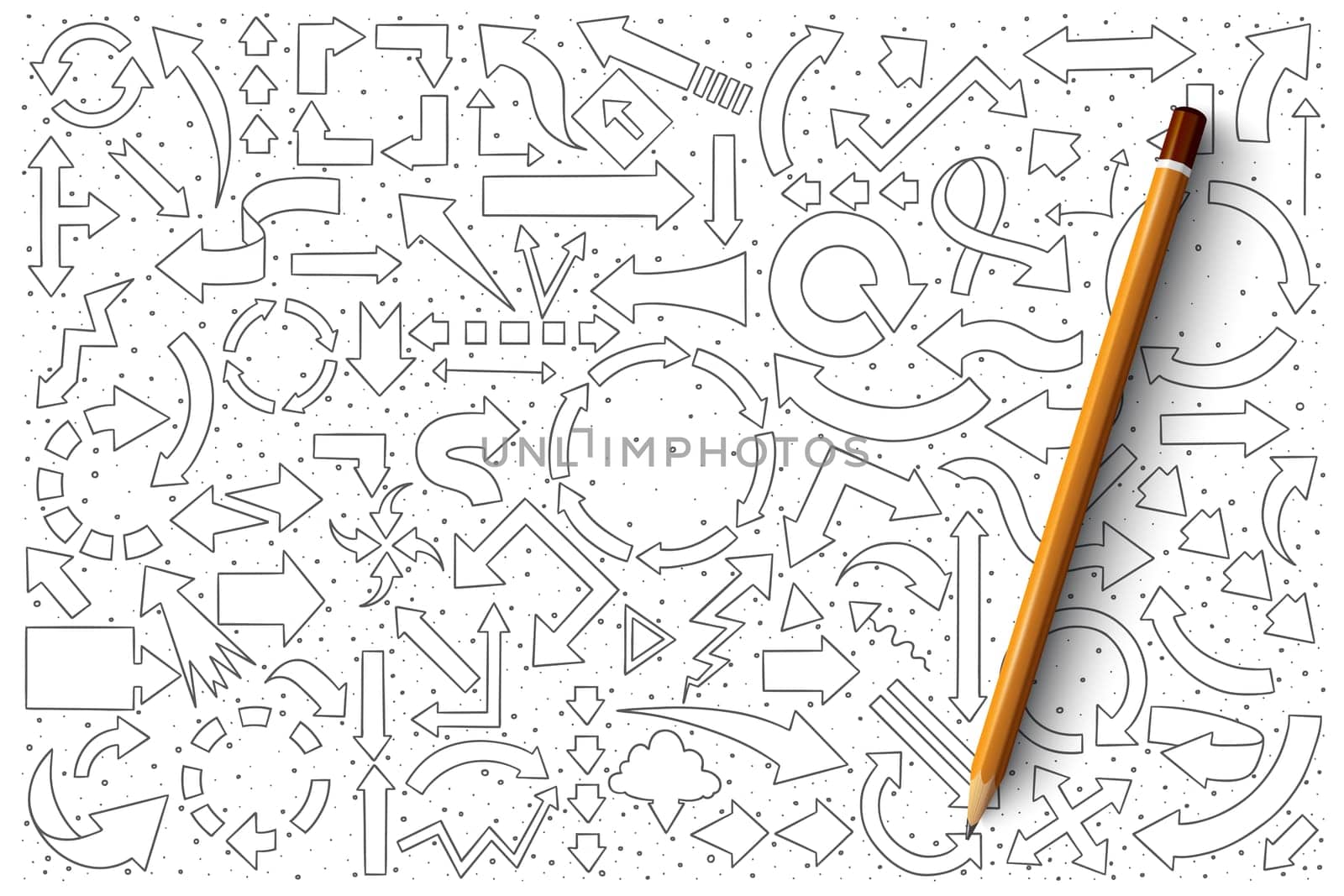 Hand drawn set of arrows vector doodles