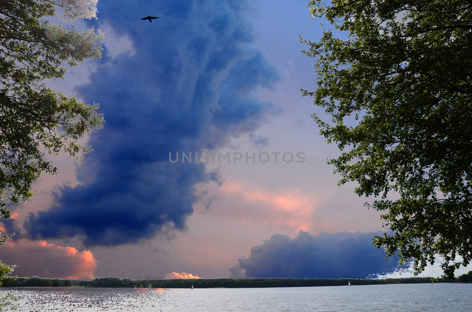 sunset on the Masurian lake