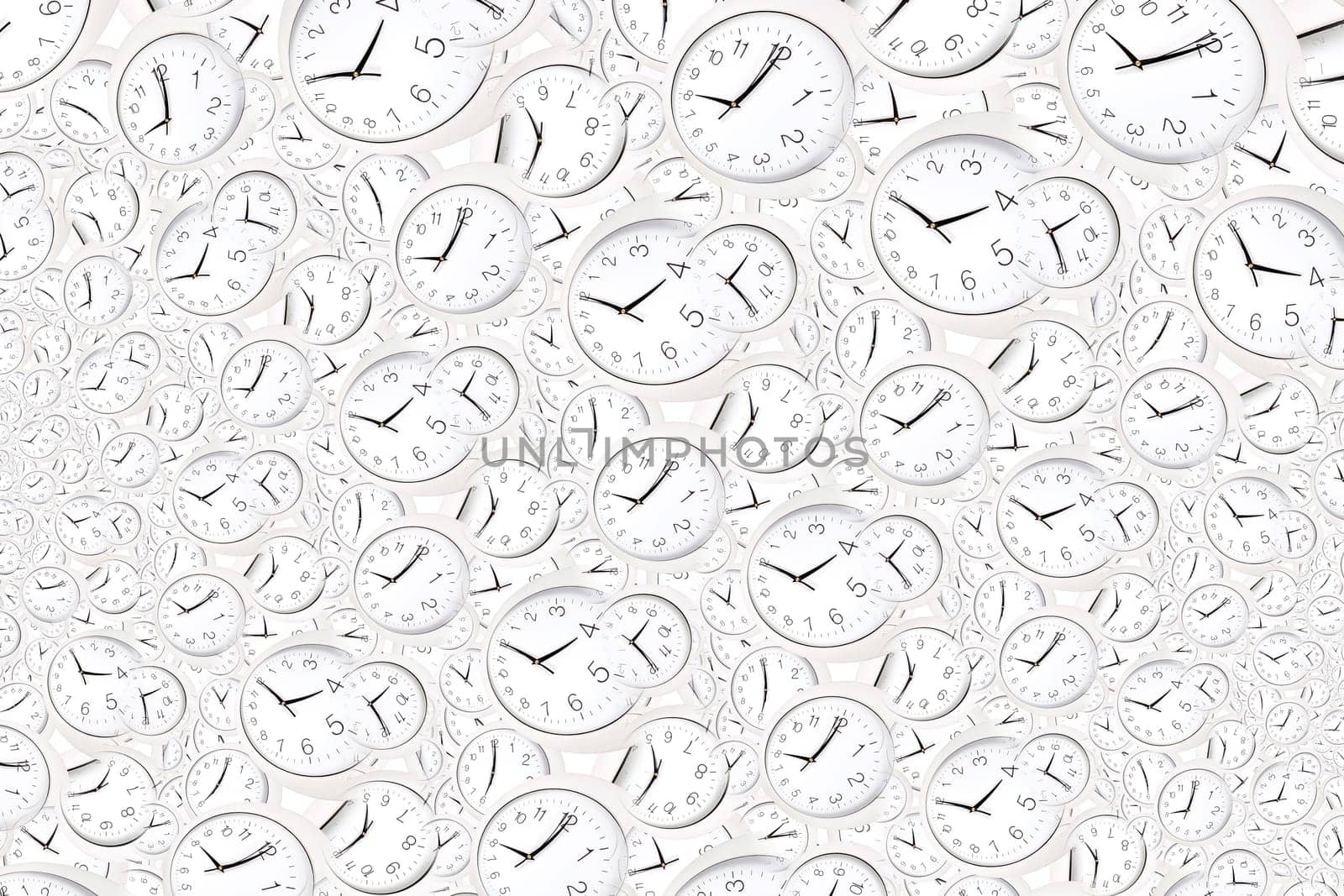 Droste effect background with infinite clock spiral. Abstract design for concepts related to time and deadline.