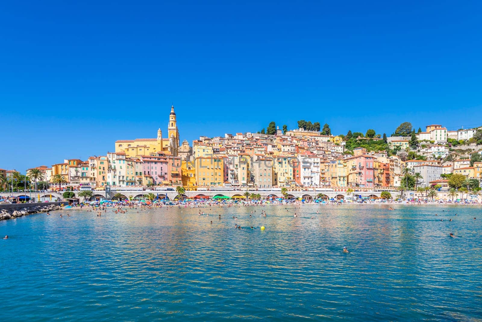 Menton, France - circa August 2021: view of the French Riviera, named the Coast Azur, located in the South of France.