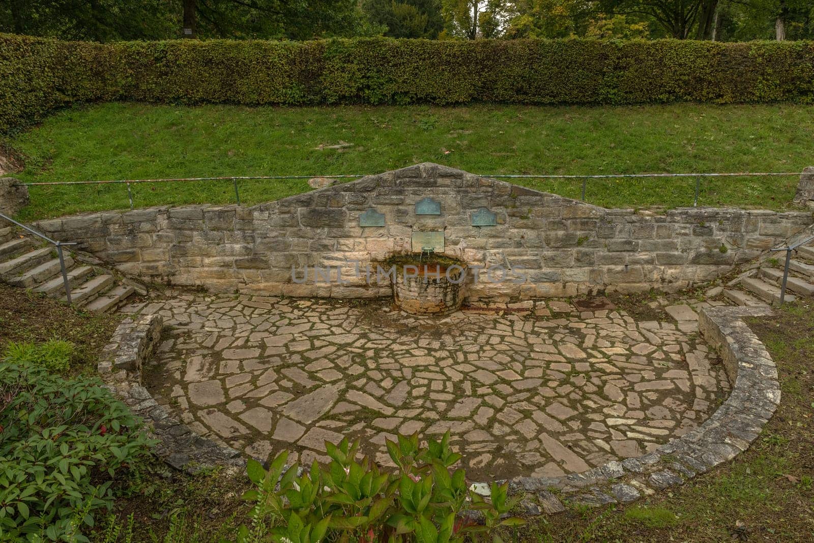 One of the mineral springs in the Kronthal Quellenpark, Kronberg im Taunus, Germany