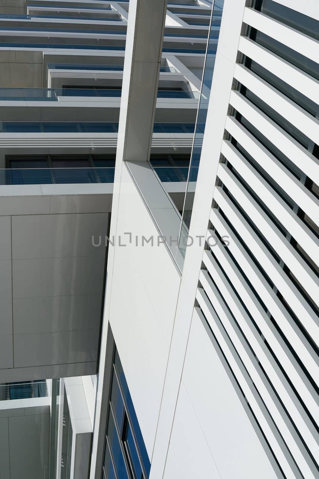 View upwards at a modern new apartment building in downtown Berlin