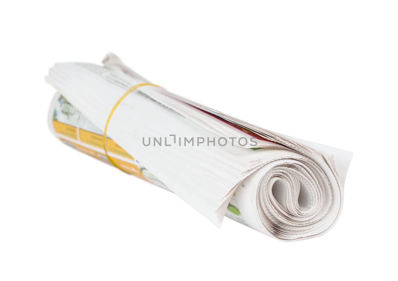 Roll of newspapers. Isolated on white. News and updates concept.