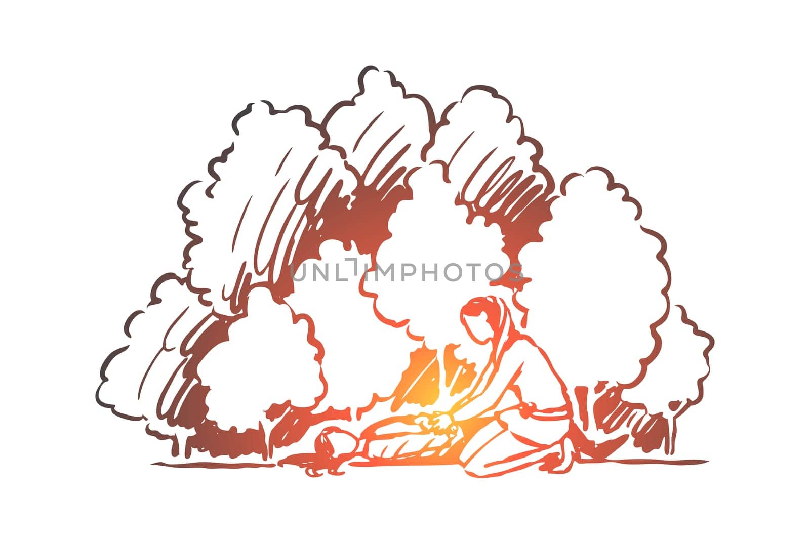 First, aid, emergency, accident, help concept. Hand drawn woman provides first aid concept sketch. Isolated vector illustration.