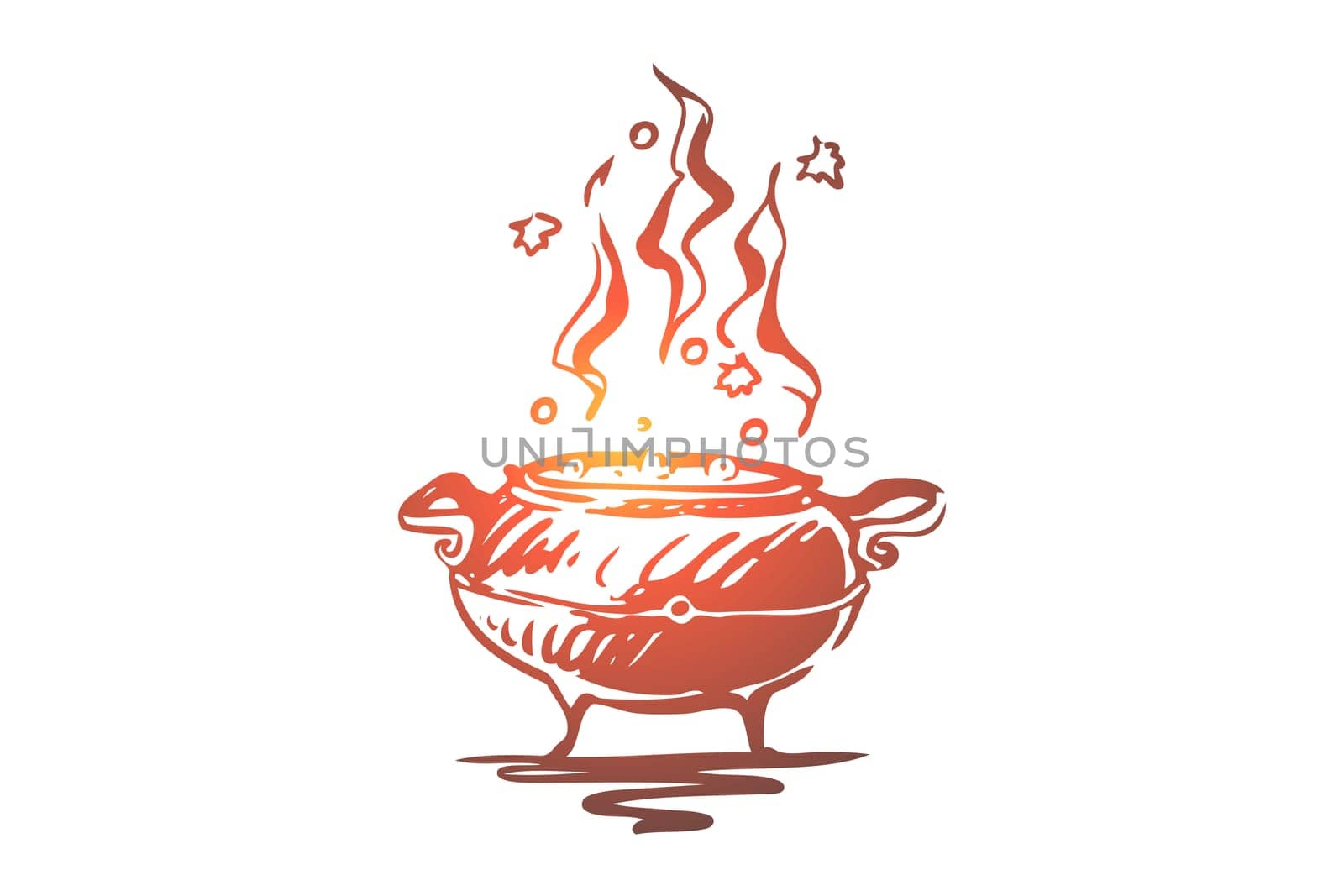 Pot, poison, Halloween, potion, holiday concept. Hand drawn preparation of magic potion concept sketch. Isolated vector illustration.