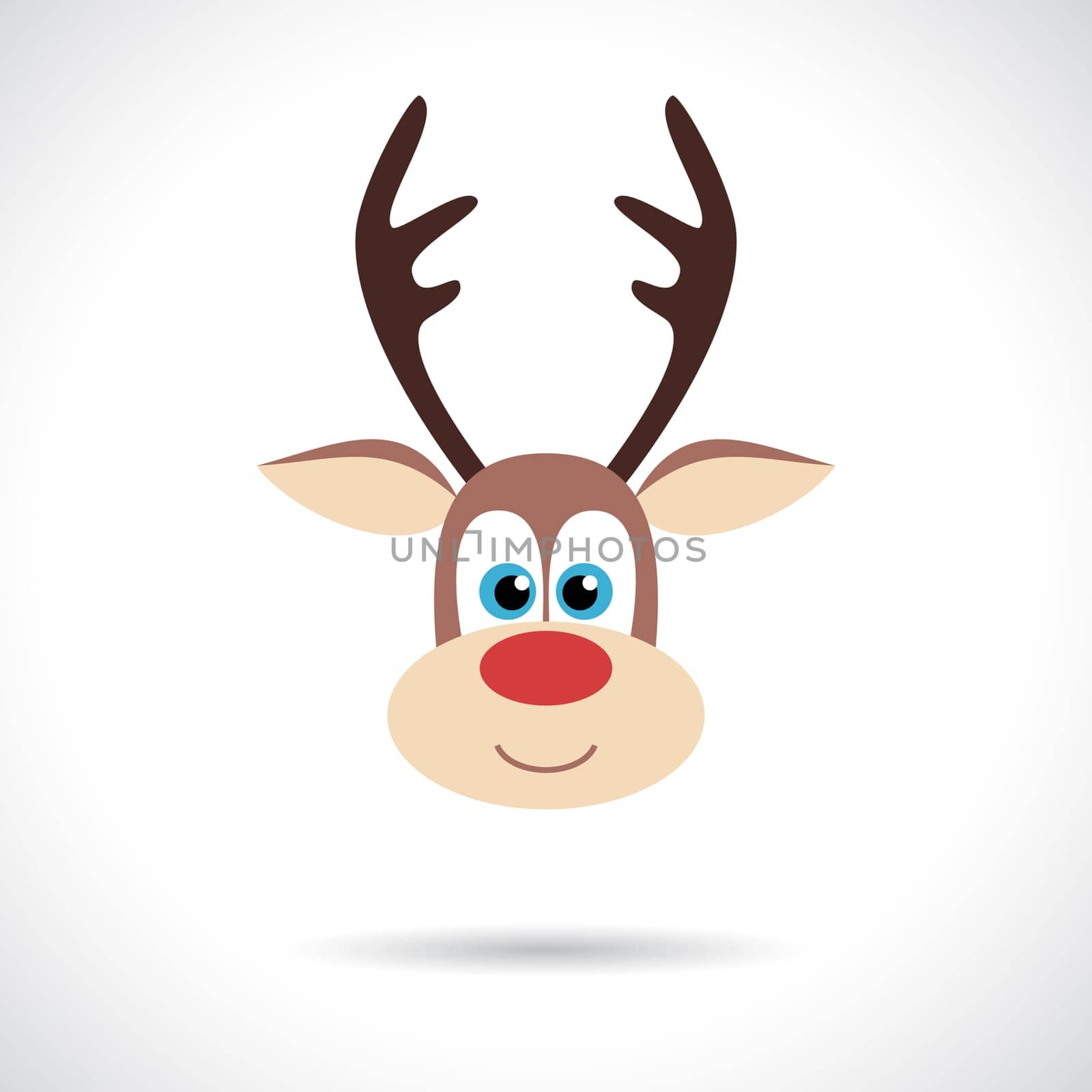 Christmas Reindeer icon. Infographic symbol with shadow. Festive style graphic design element. Flat style web button. Traditional celebration concept.