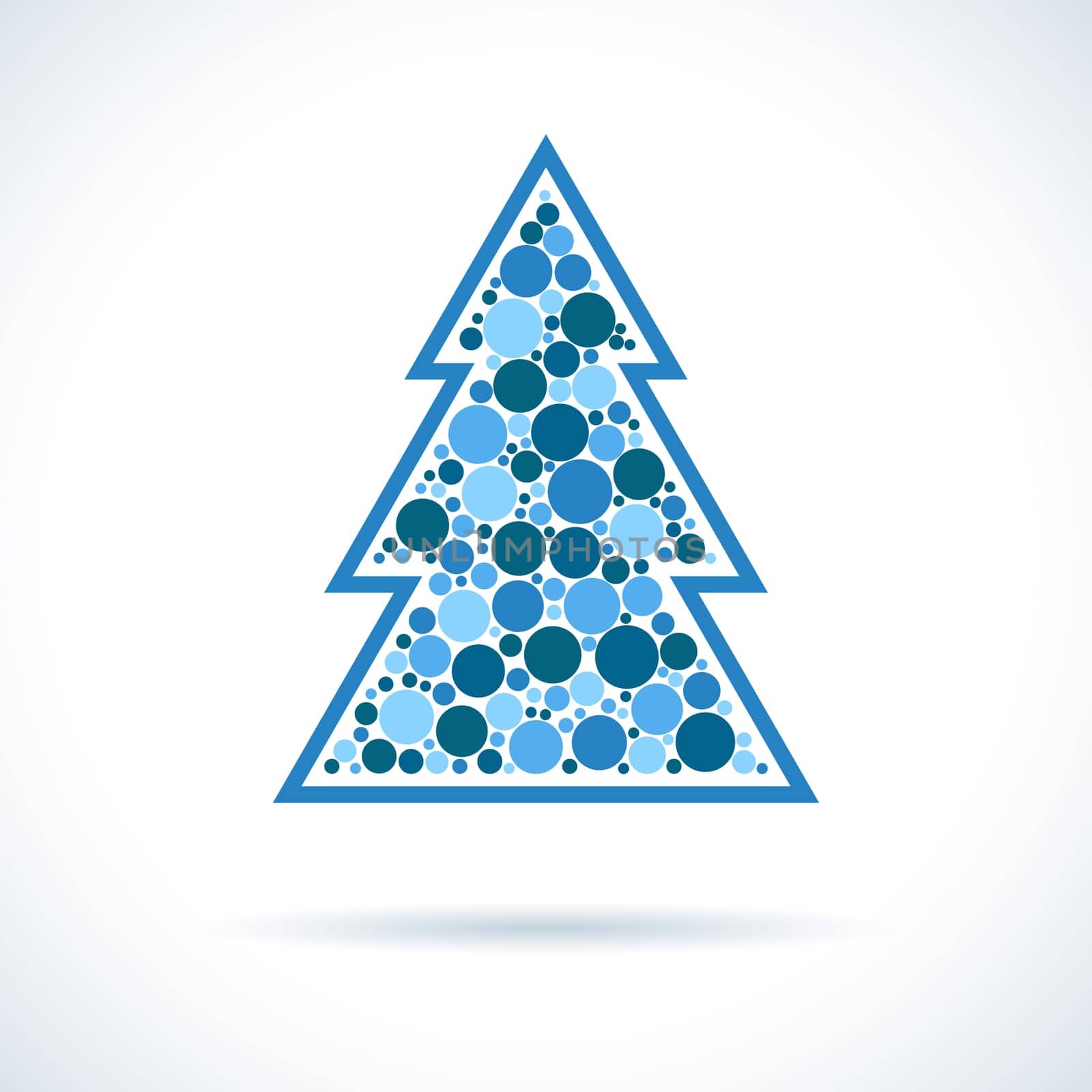 Christmas Tree symbol. Xmas decorations. Infographic symbol with shadow. Festive style graphic design element. Traditional celebration concept.