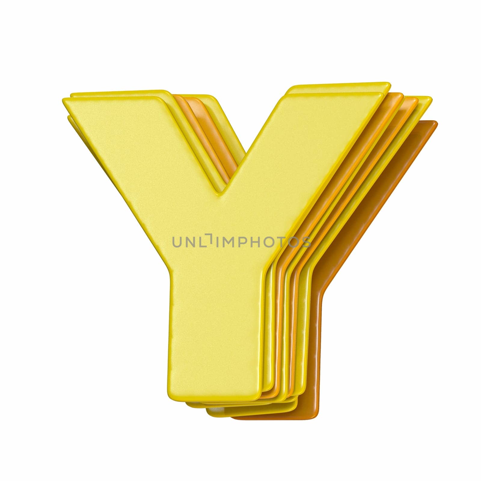 Yellow font Letter Y 3D render illustration isolated on white background