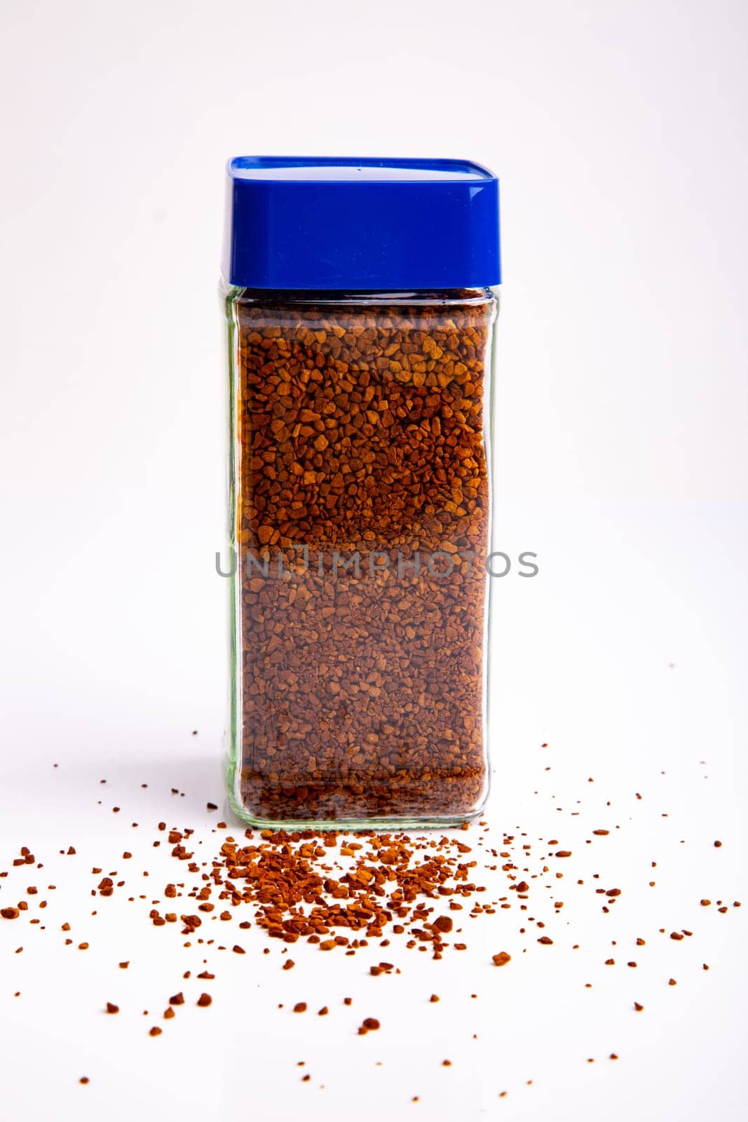 Powdered Coffee in a glass isolated on white background