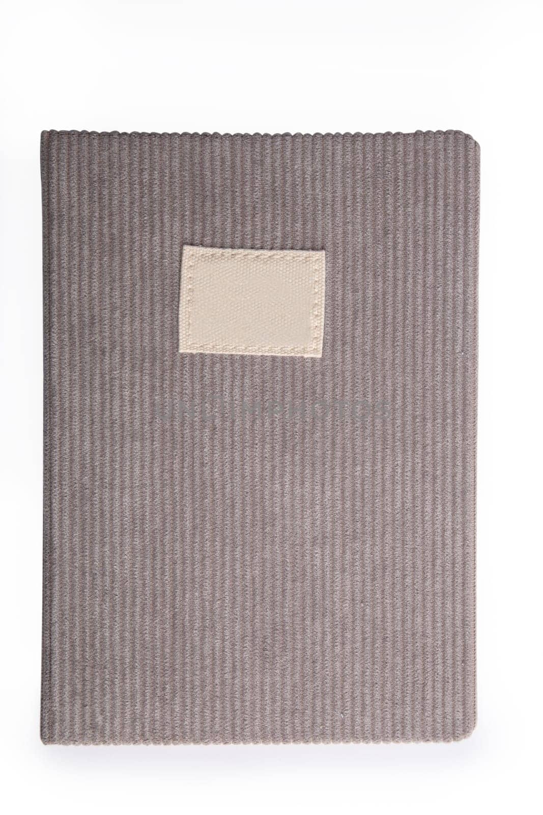 Writing book with cord cover isolated on white background