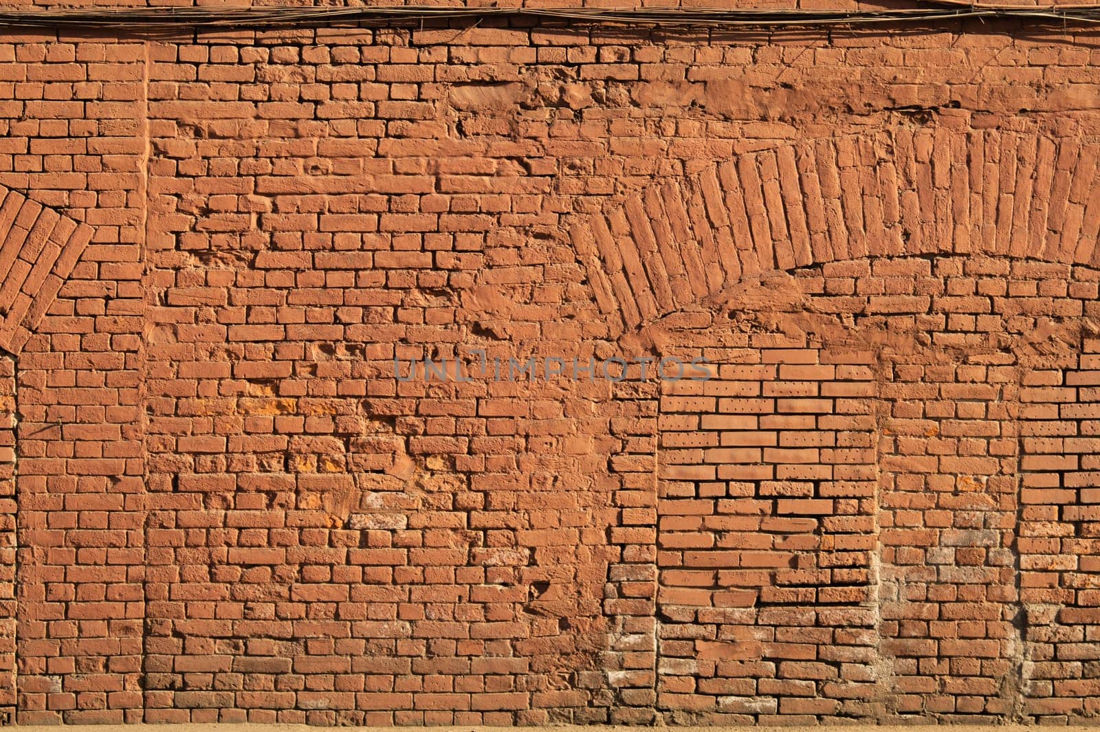 Old red brick wall texture background. ancient wall backdrop