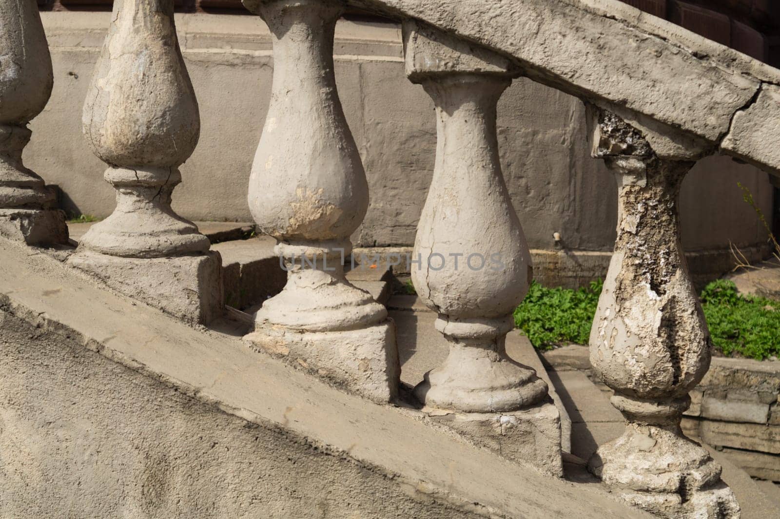 Stone balustrade. railing with antique pillars. classic architecture background