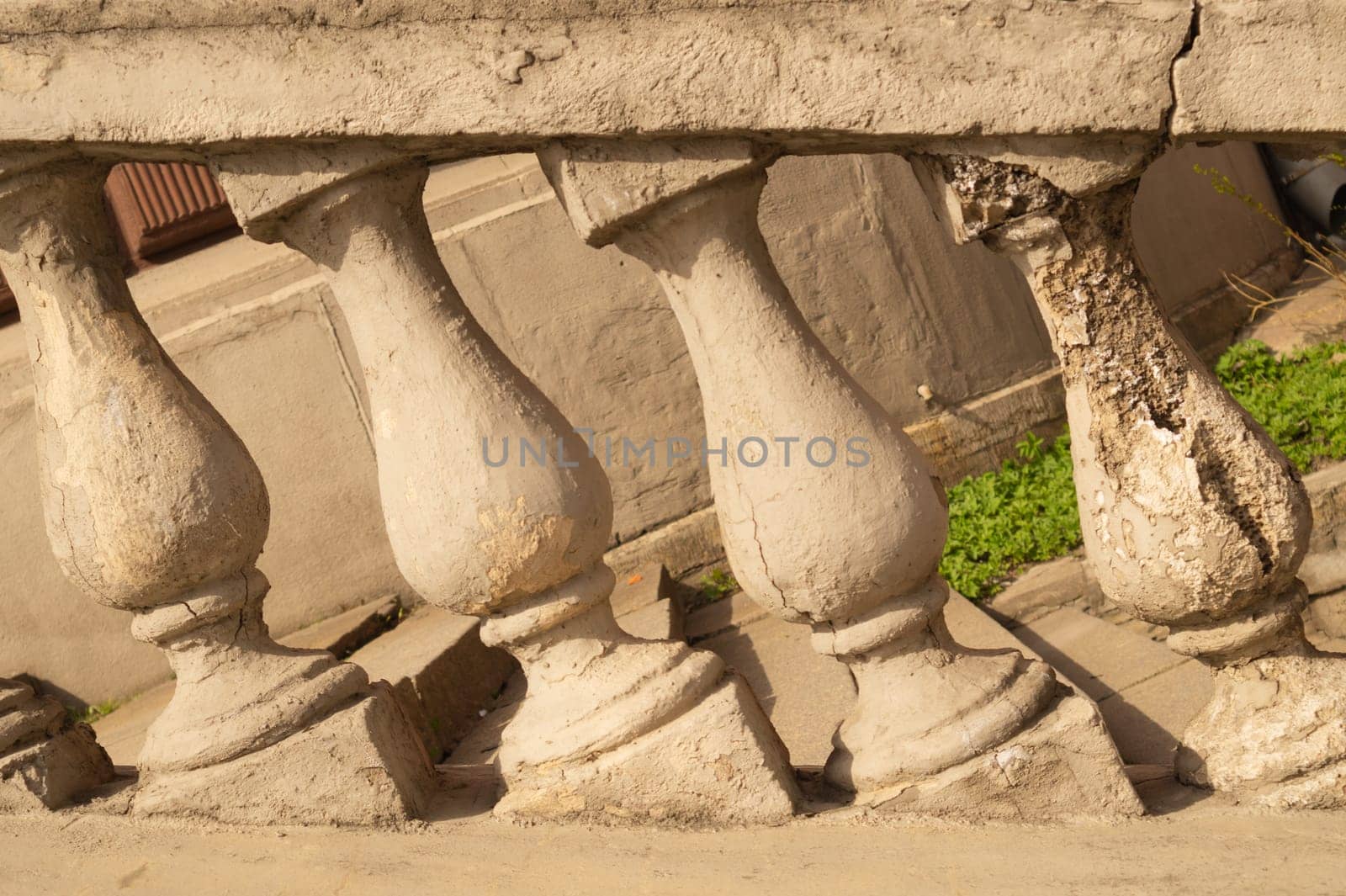 Stone balustrade. railing with antique pillars. classic architecture background
