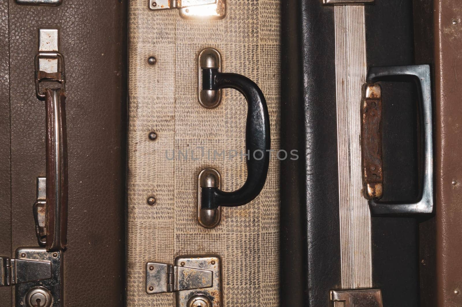 Retro suitcases. old luggage. vintage baggage. retro case background