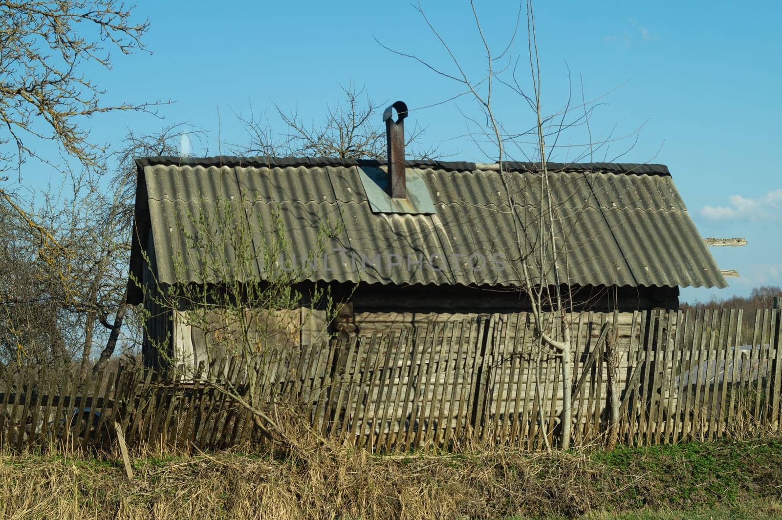 Traditional wooden house in the natural environment scene. nature landscape background