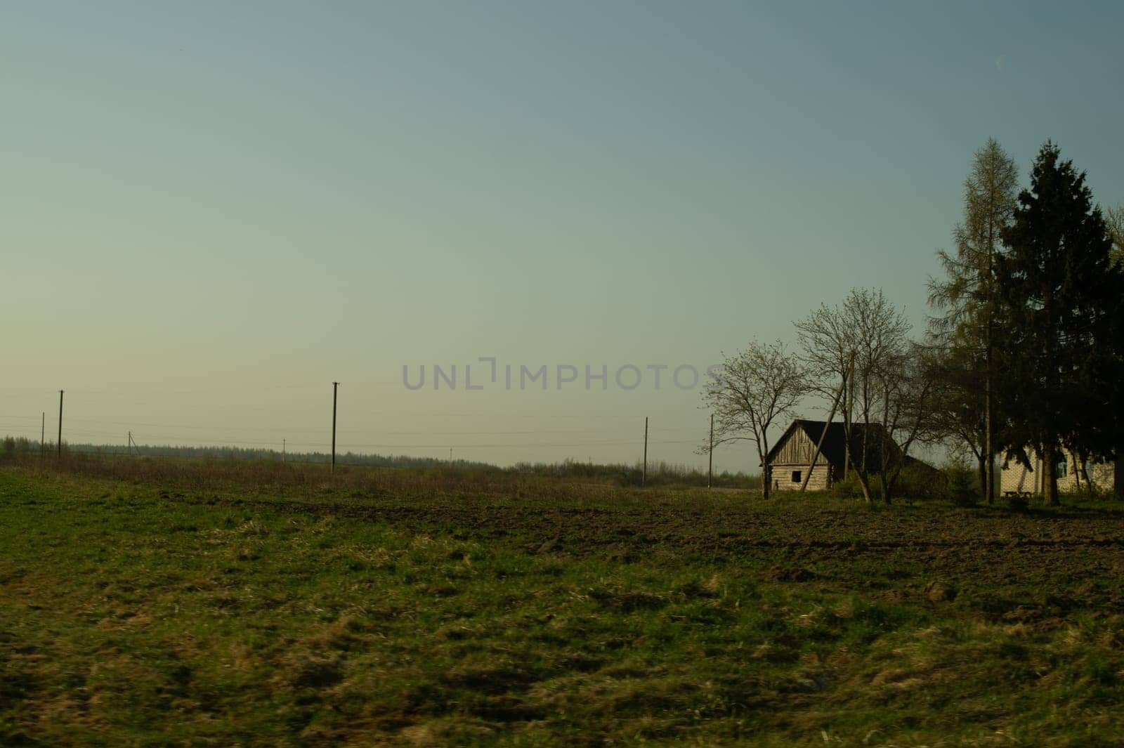 Traditional wooden house in the natural environment scene. nature landscape background