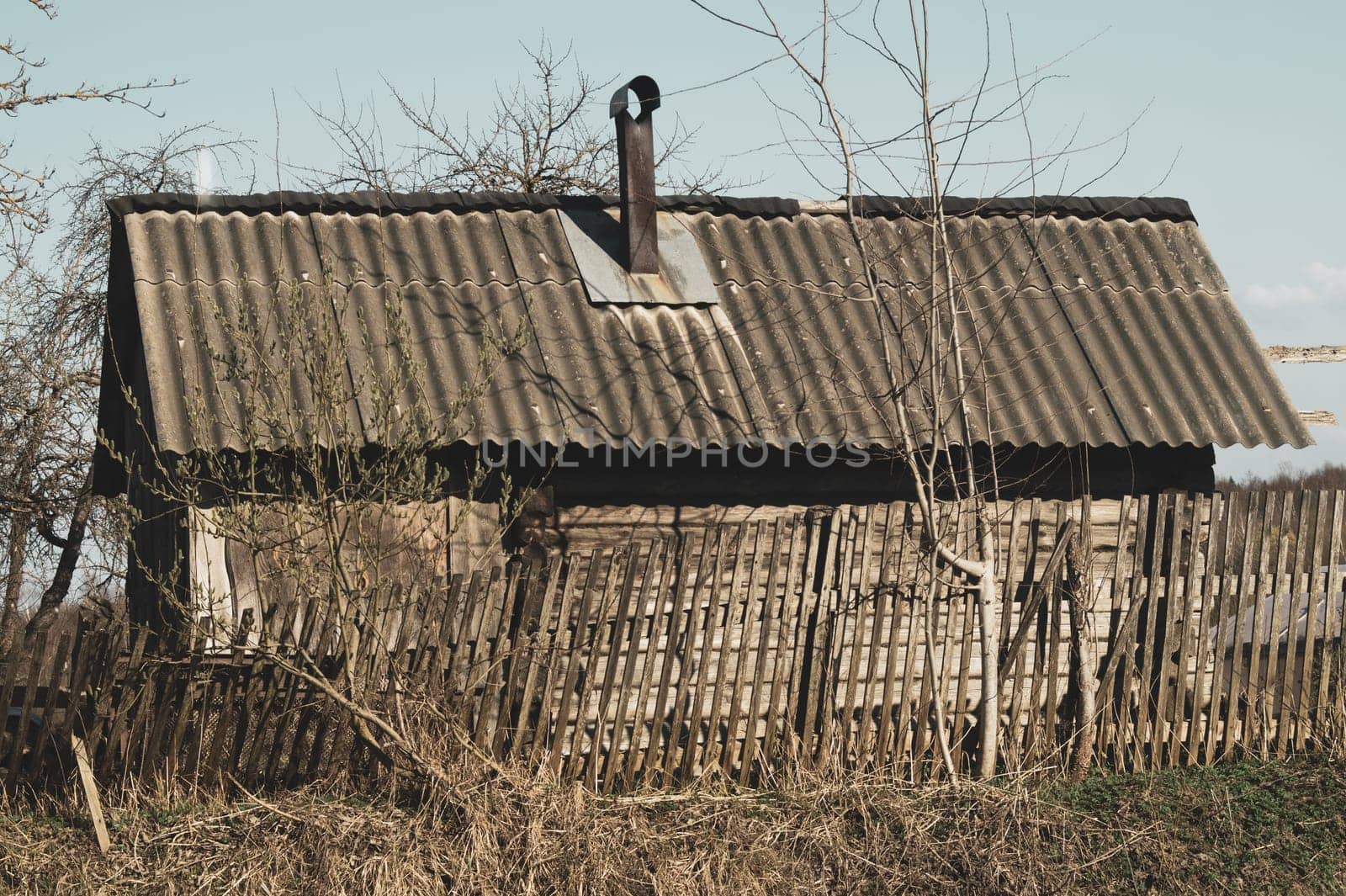Traditional wooden house in the natural environment scene. nature landscape background