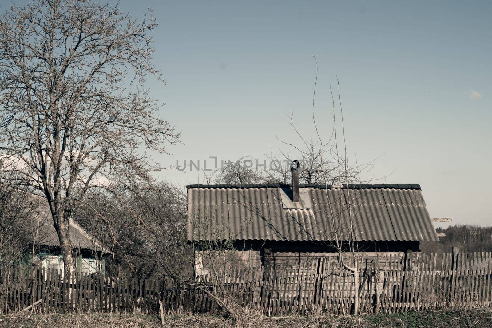 Traditional wooden house in the natural environment scene. nature landscape background
