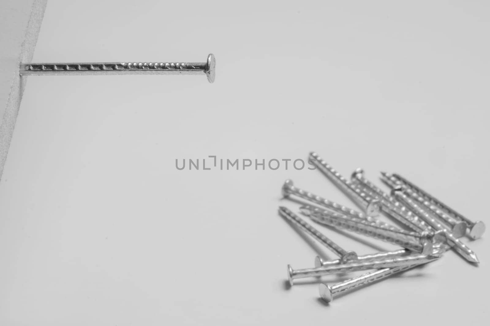 Metal nails isolated on white background
