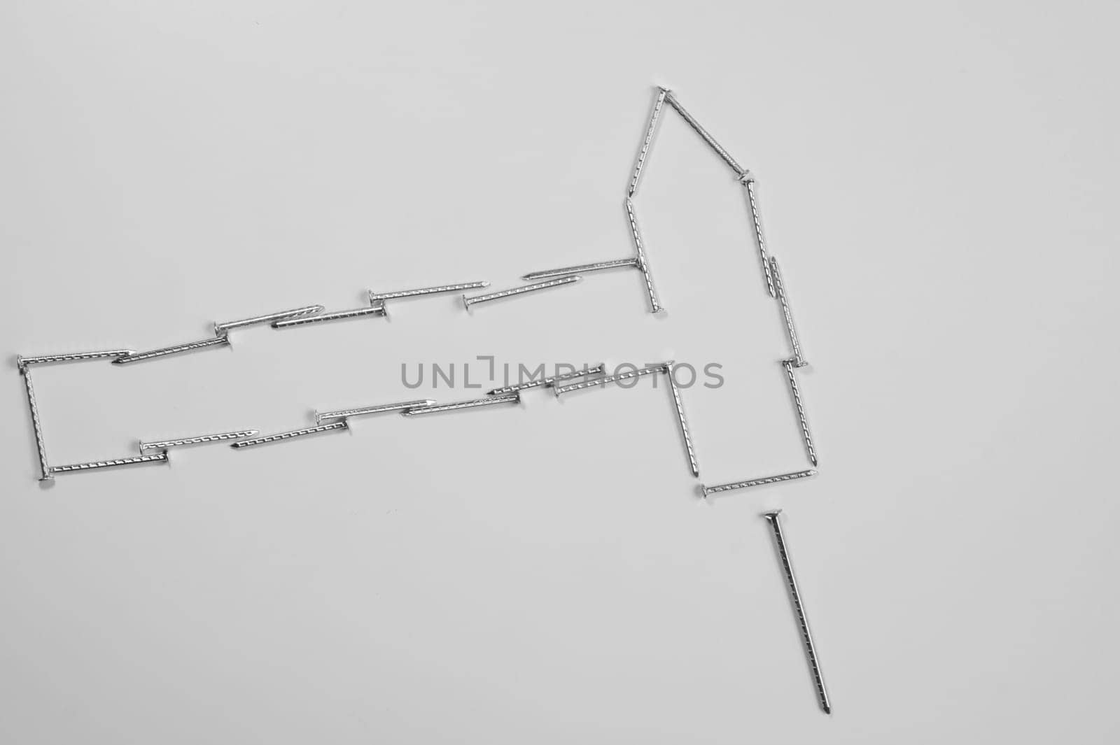Metal nails isolated on white background
