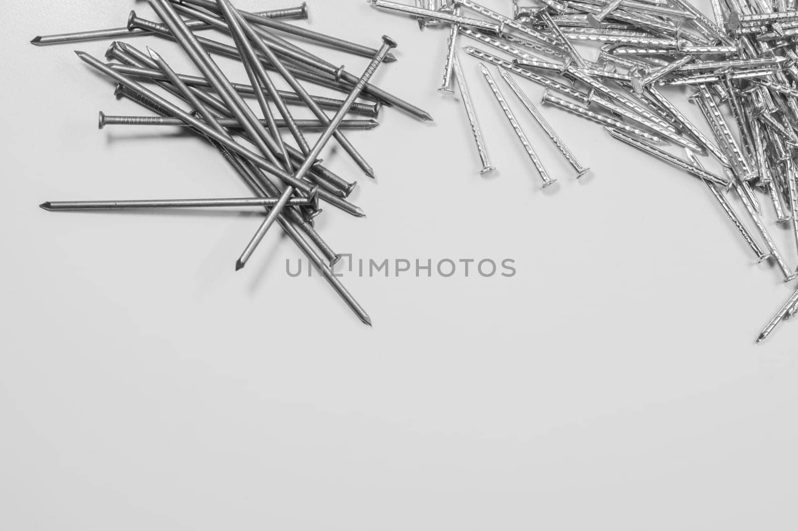 Metal nails isolated on white background