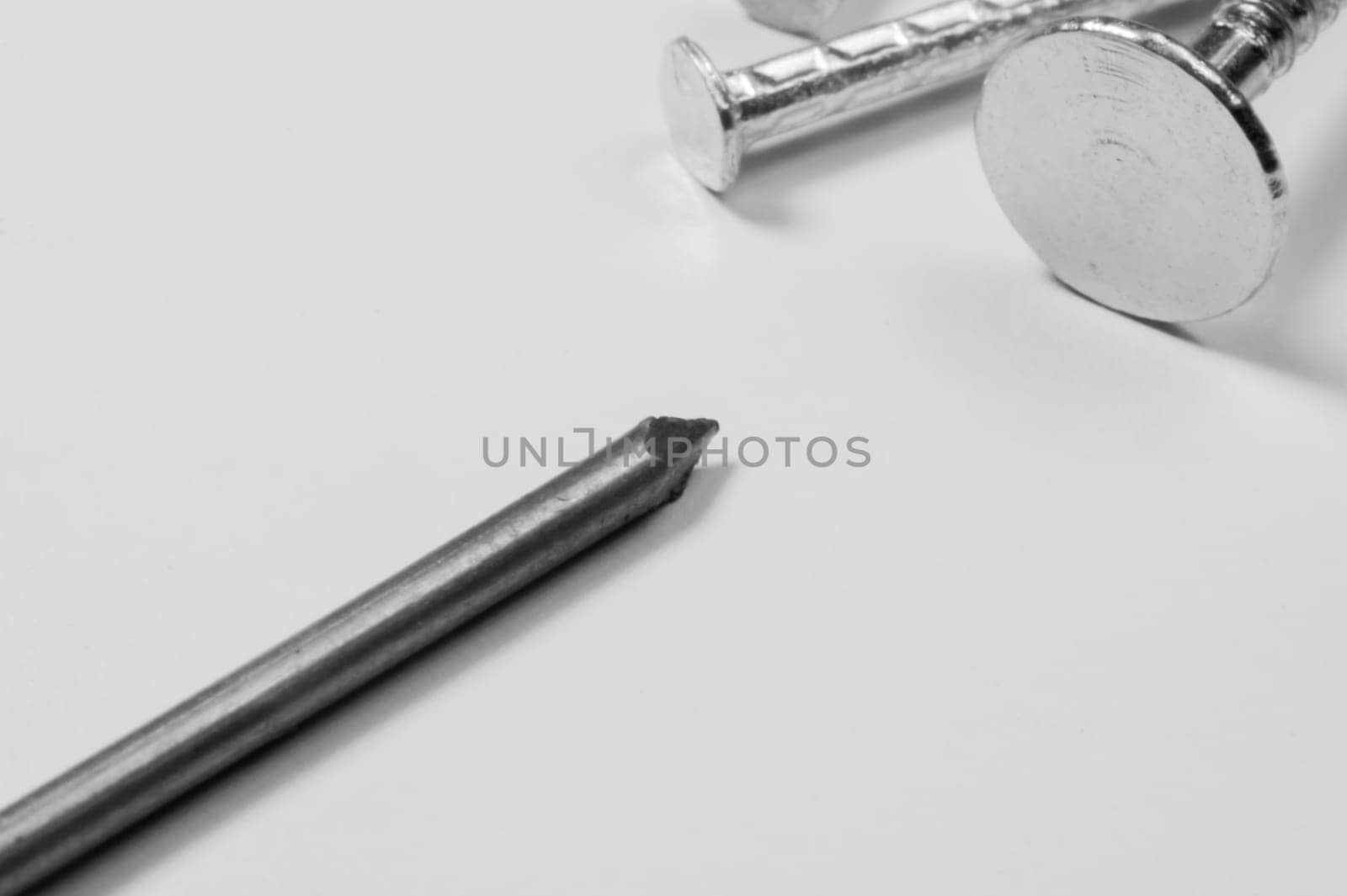Metal nails isolated on white background