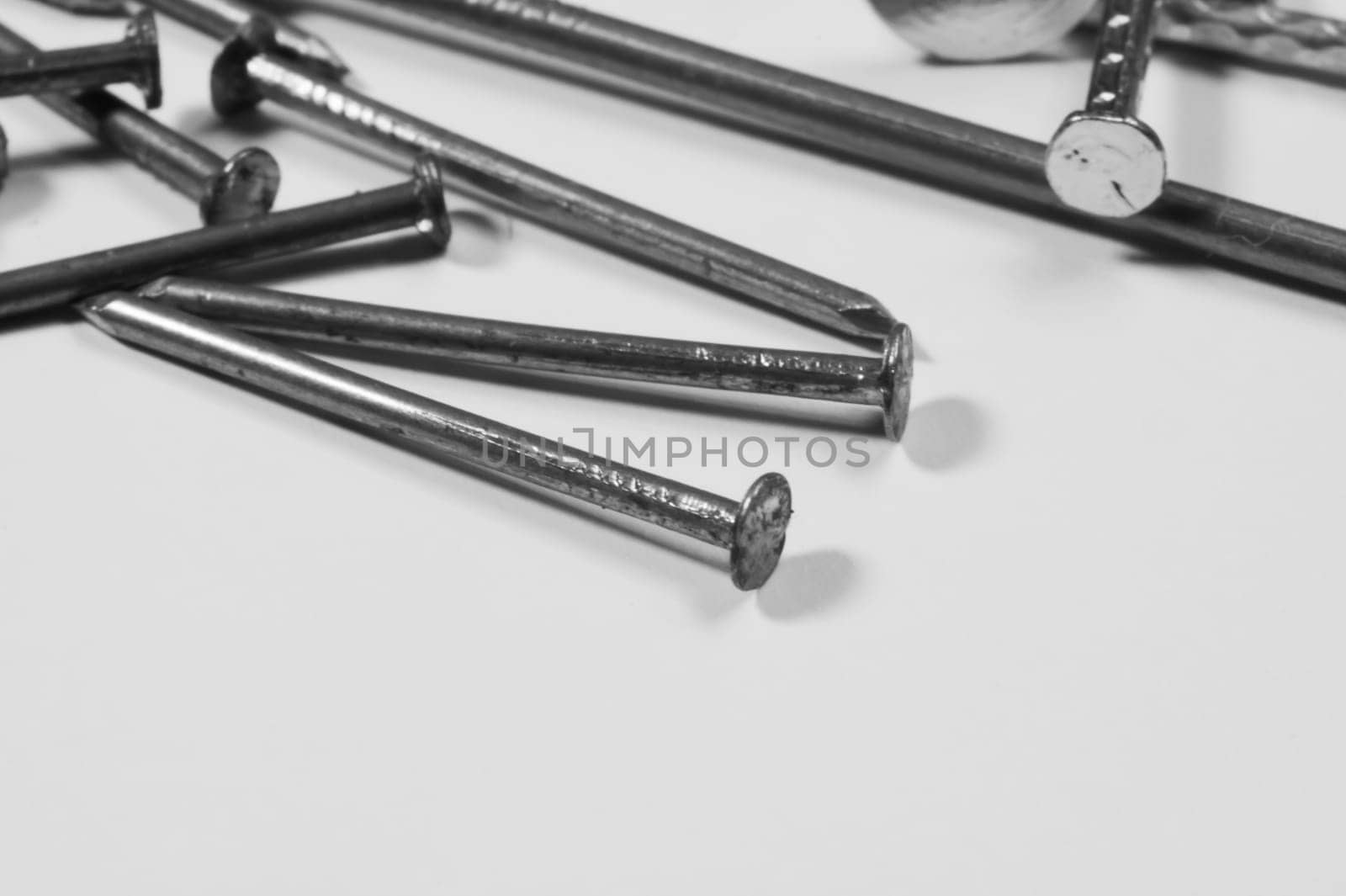 Metal nails isolated on white background