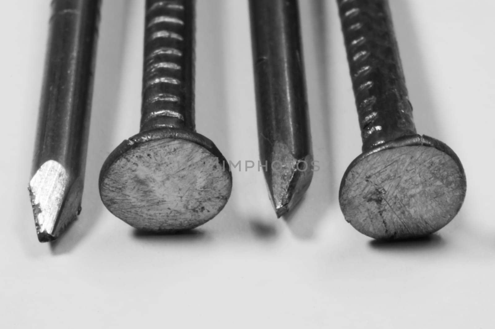 Metal nails isolated on white background