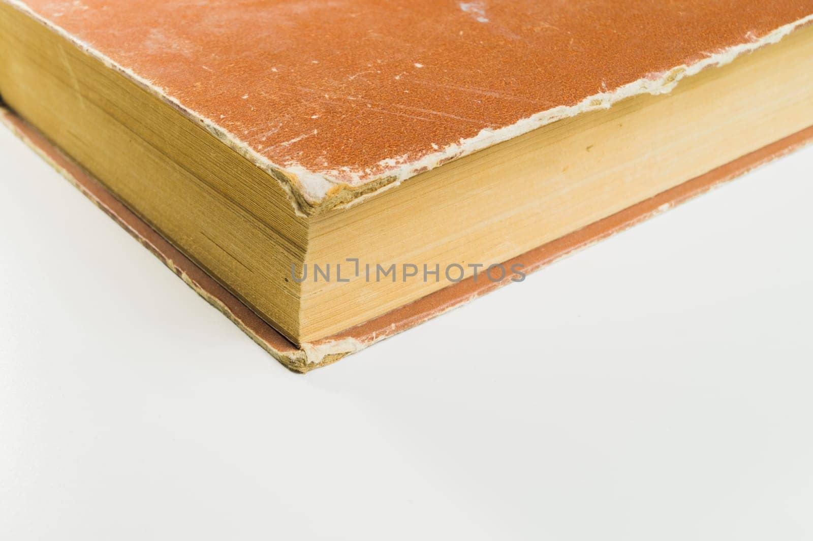 Detail of the book isolated on white background. lines of the book pages