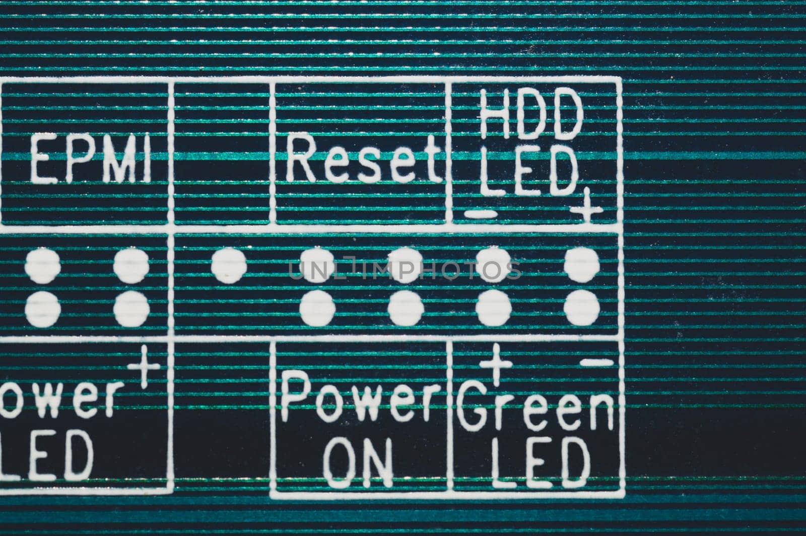 Dusty circuit board. computer motherboard close up. modern technologies. micro elements of computer with connections and traces. Intelligent technology abstract background