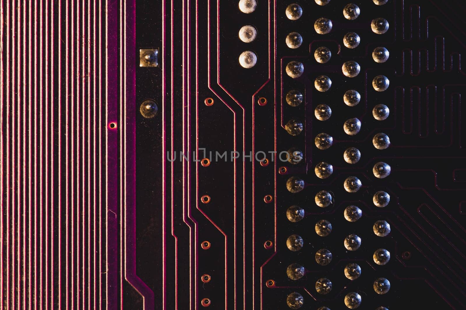 Electronic circuit board abstract background. computer motherboard close up. modern technologies. micro elements of computer with connections and traces. Intelligent technology