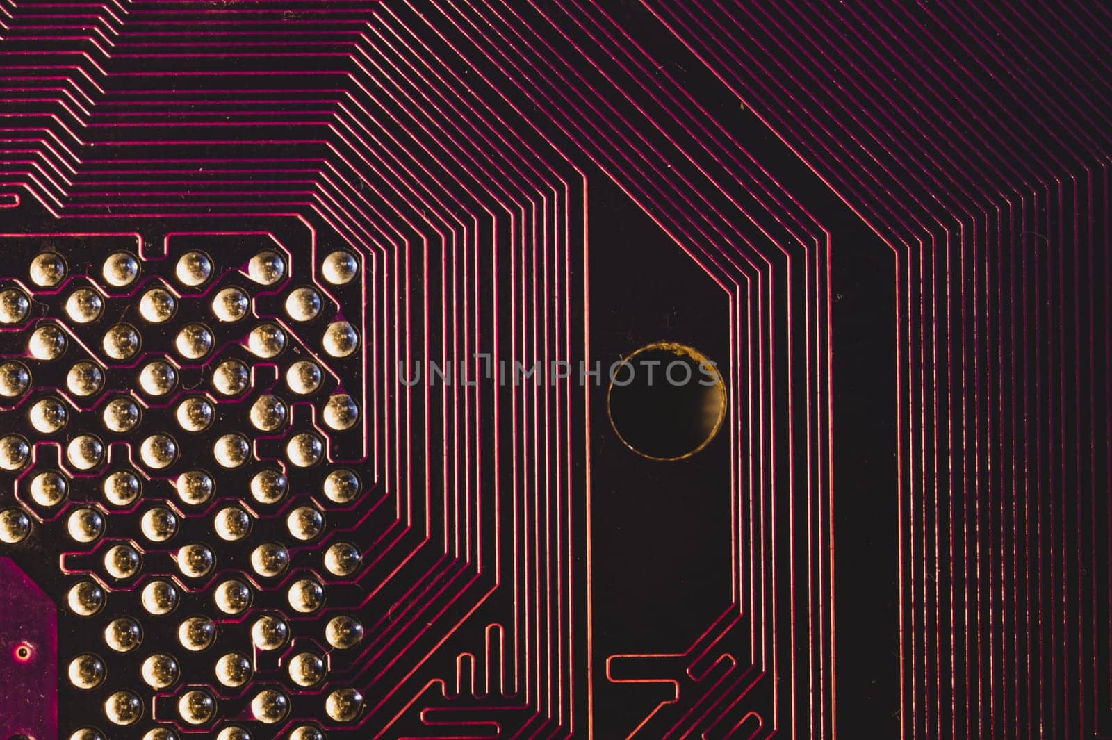 Electronic circuit board abstract background. computer motherboard close up. modern technologies. micro elements of computer with connections and traces. Intelligent technology