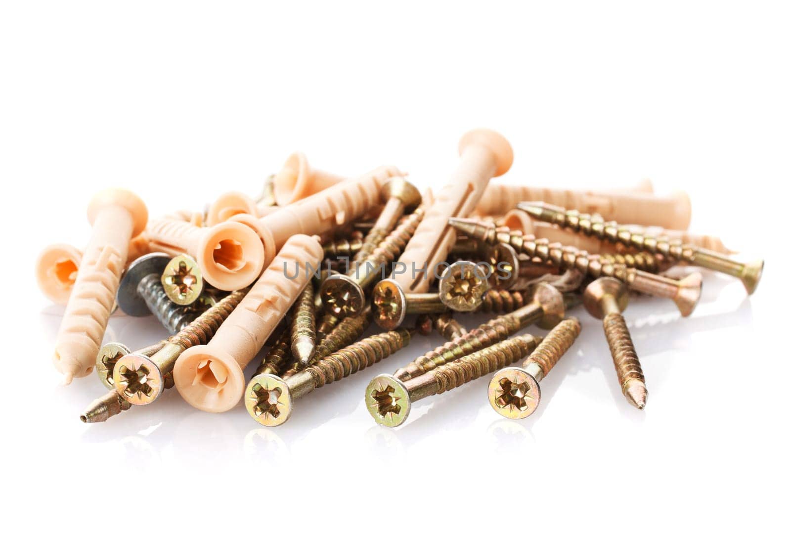 pile of screws isolated on white background