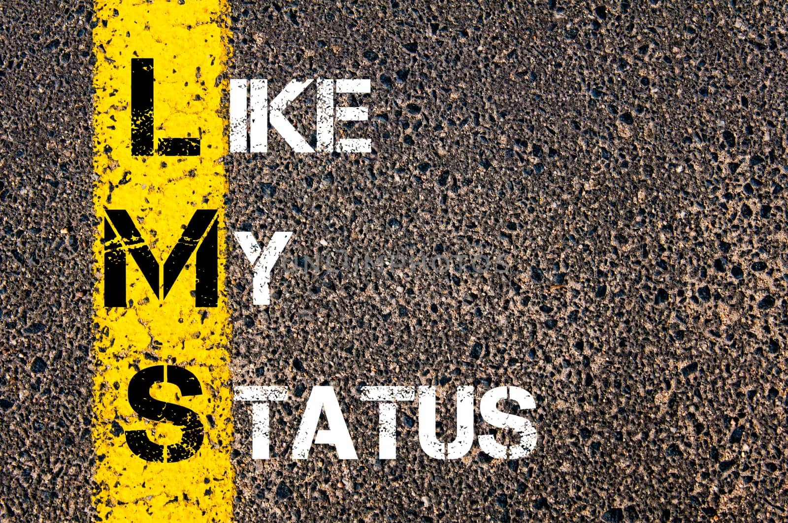 Business Acronym BMI - Body Mass Index..Yellow paint line on the road against asphalt background. Conceptual image