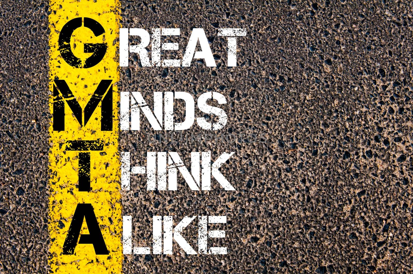 Business Acronym BMI - Body Mass Index..Yellow paint line on the road against asphalt background. Conceptual image