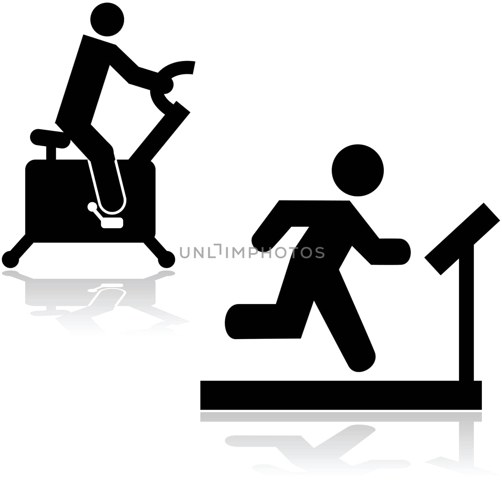 Icons showing a person running on a treadmill and riding a stationary bike