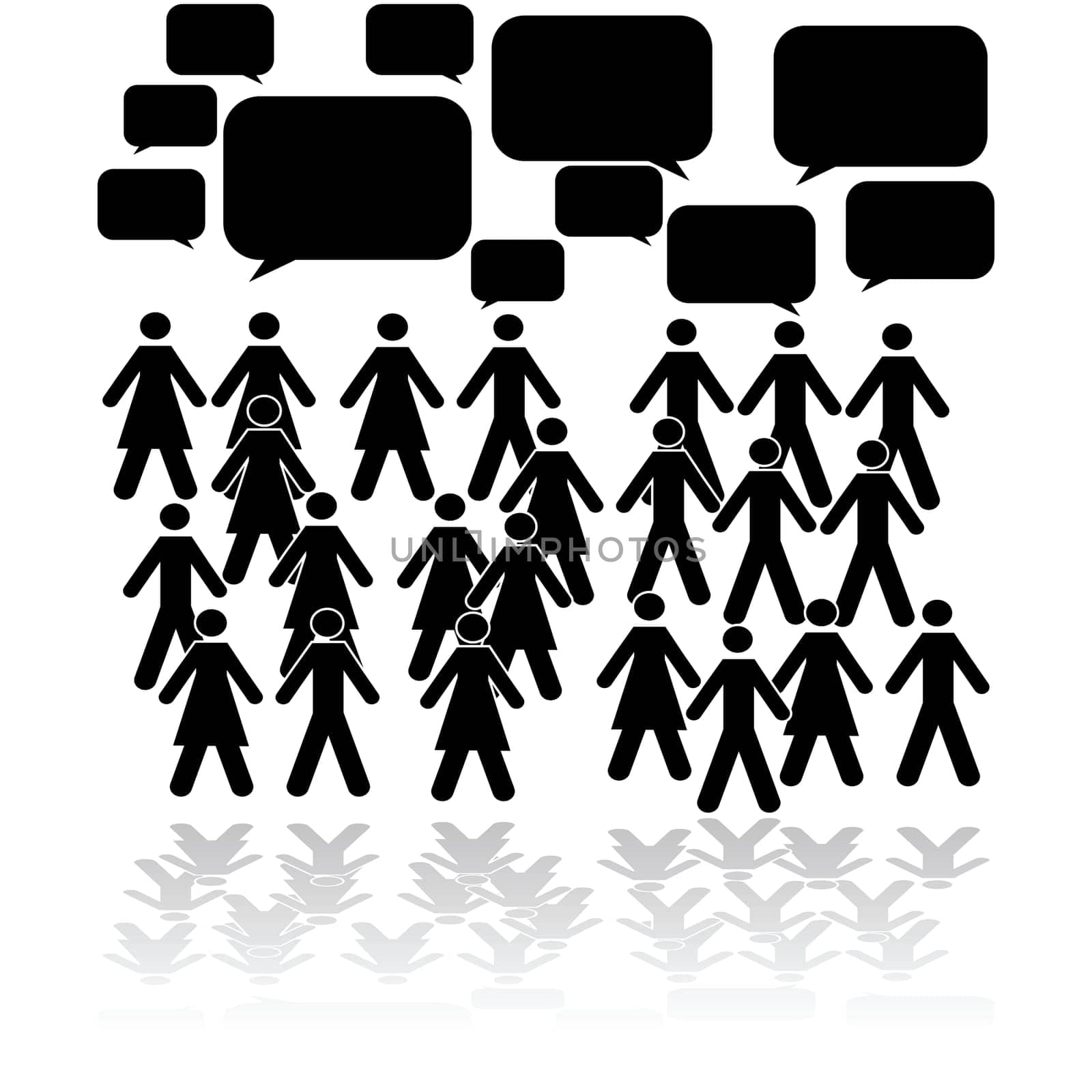 Concept illustration showing a group of people talking at the same time