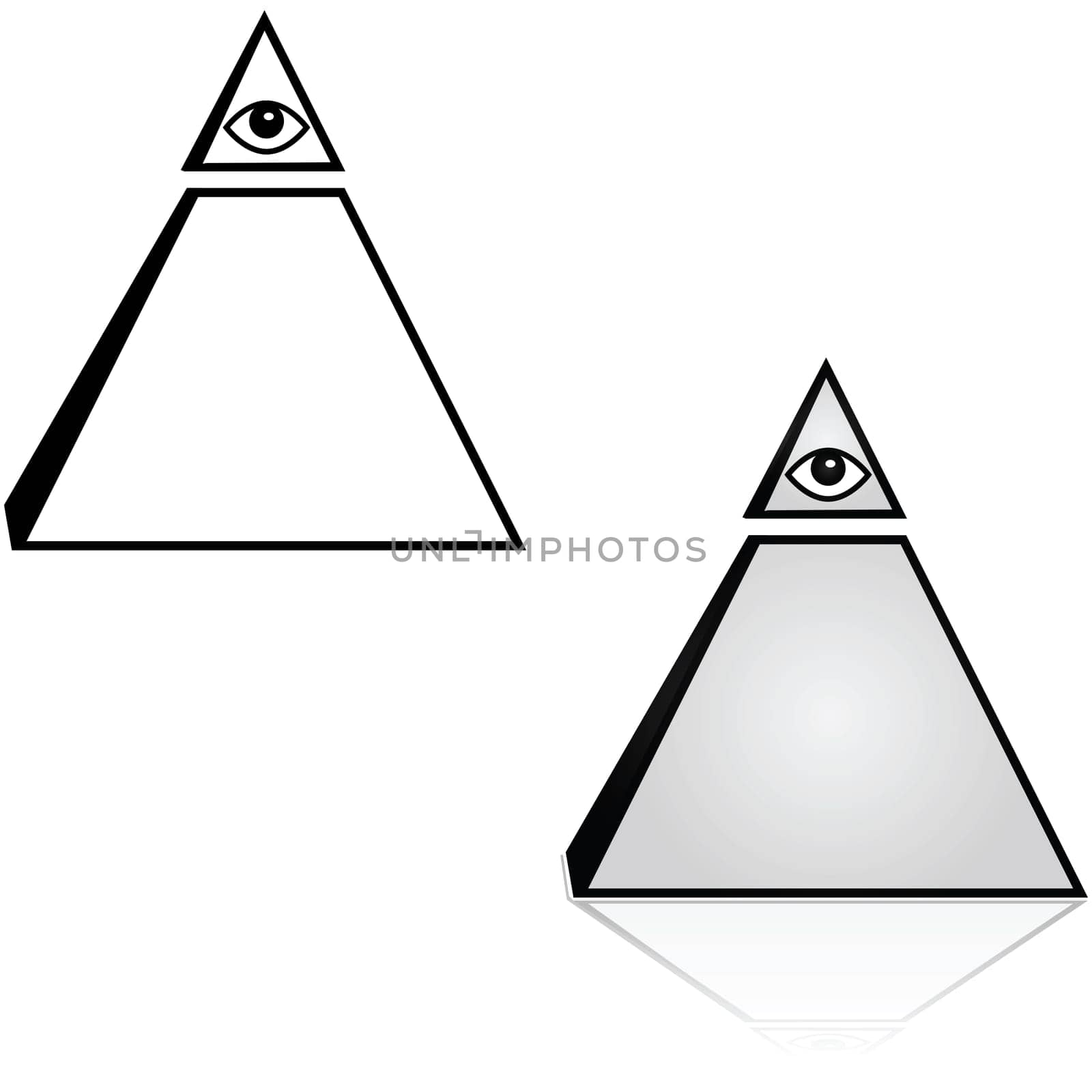Concept illustration showing a pyramid with an eye on top