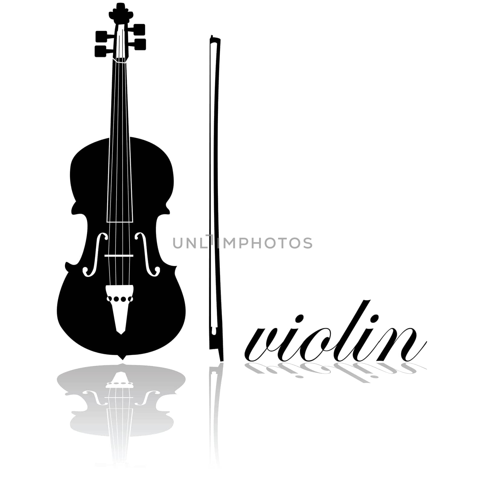 Icon showing a violin combined with the word 'violin' written in cursive mode