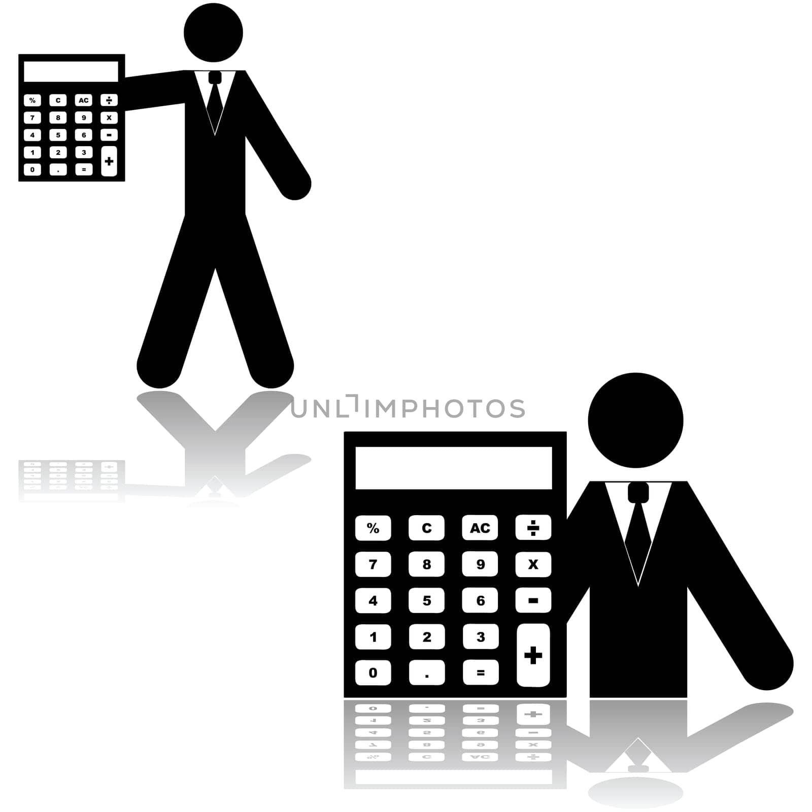 Icon showing a person alongside a calculator, symbolizing an accountant