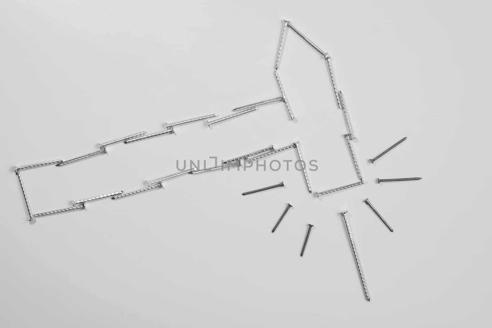 Metal nails isolated on white background