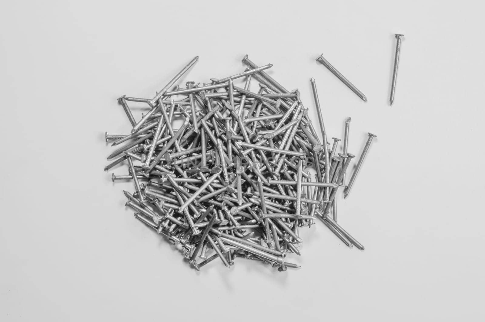 Metal nails isolated on white background