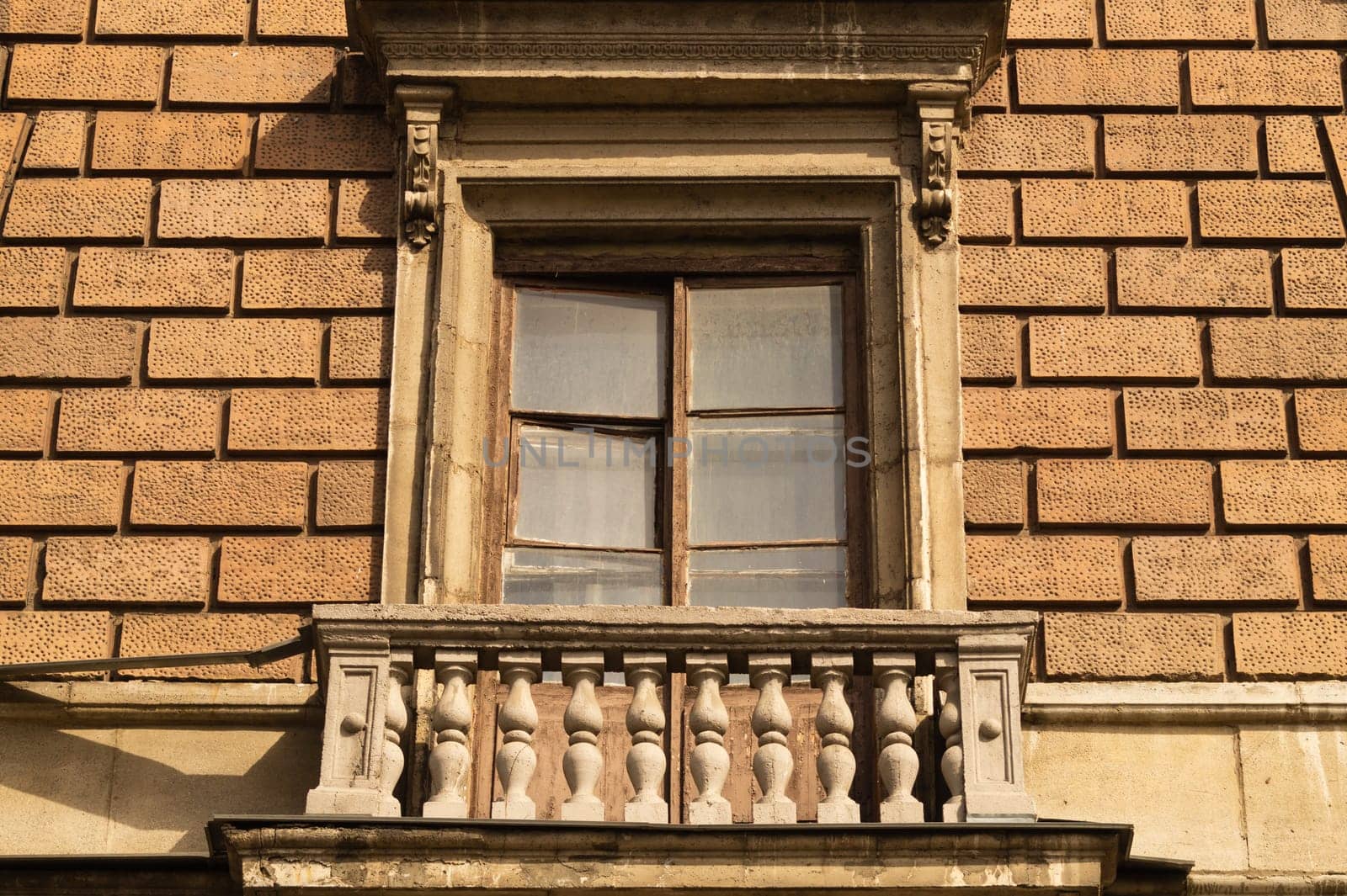 Brown brick wall with decorated windows background