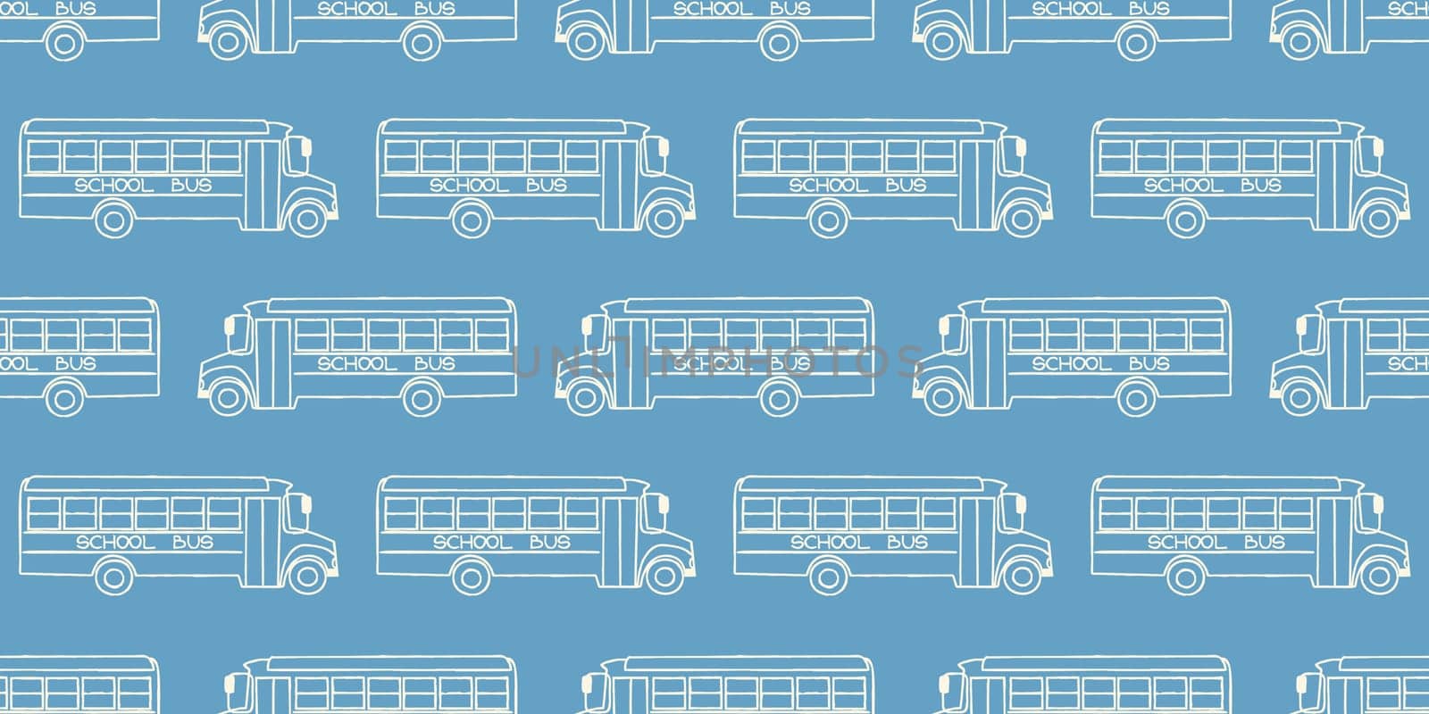 Seamless pattern with school busses, back to school pattern. Endless tileable vector illustration