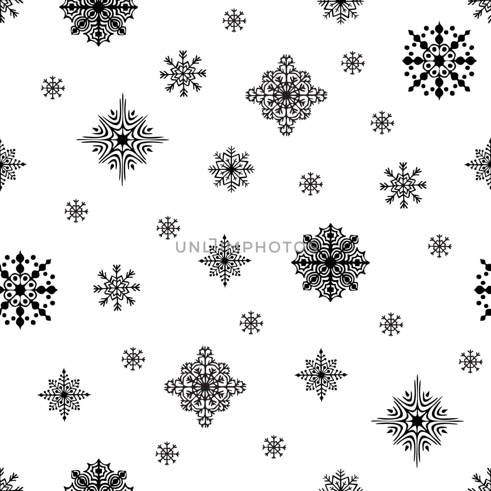 Christmas seamless pattern. Snow flakes backdrop. Tileable background for winter holidays. Graphic design element for packaging paper, prints, scrapbooking. Holiday themed design