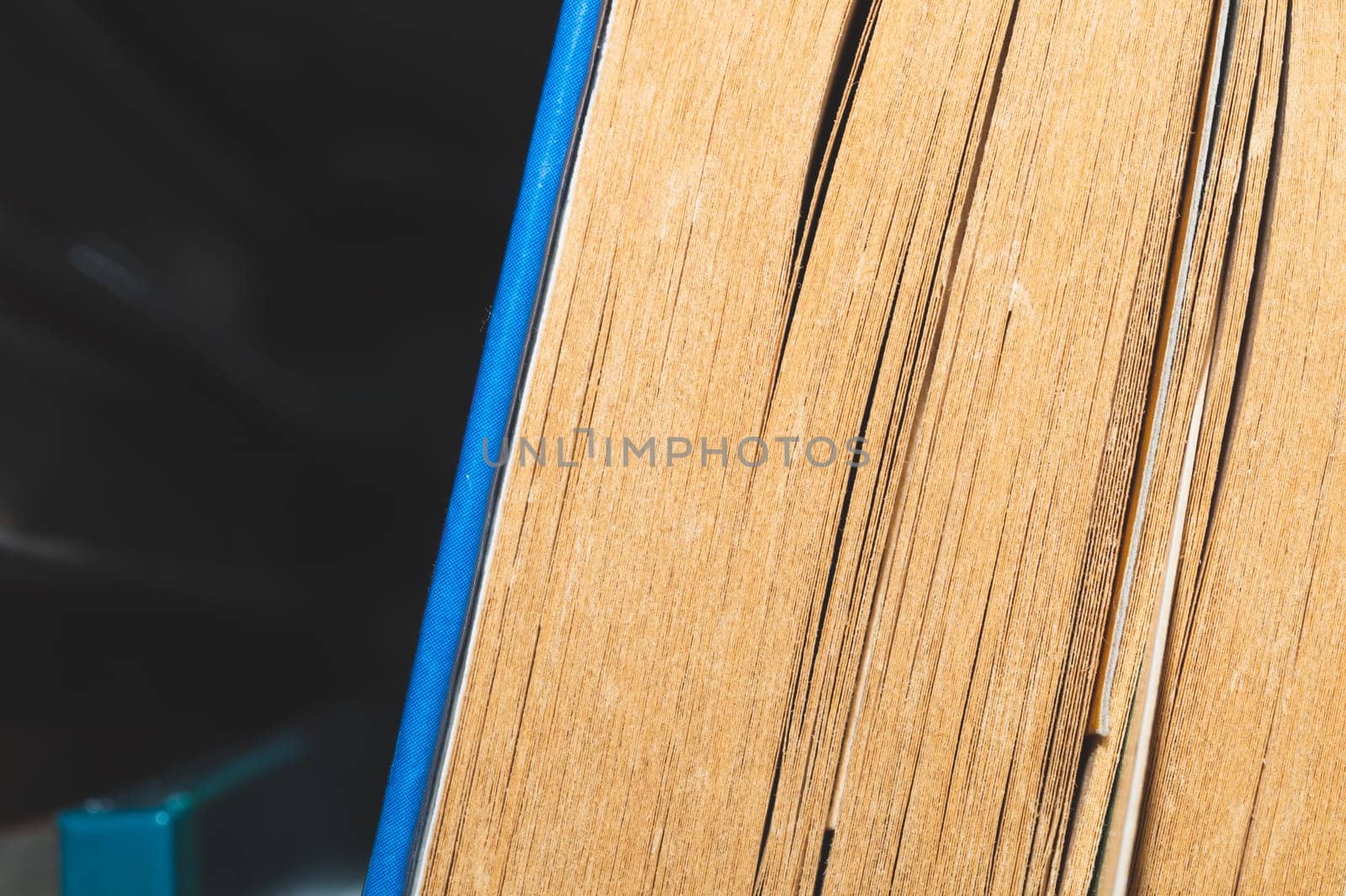 Old book edge macro. book pages close up